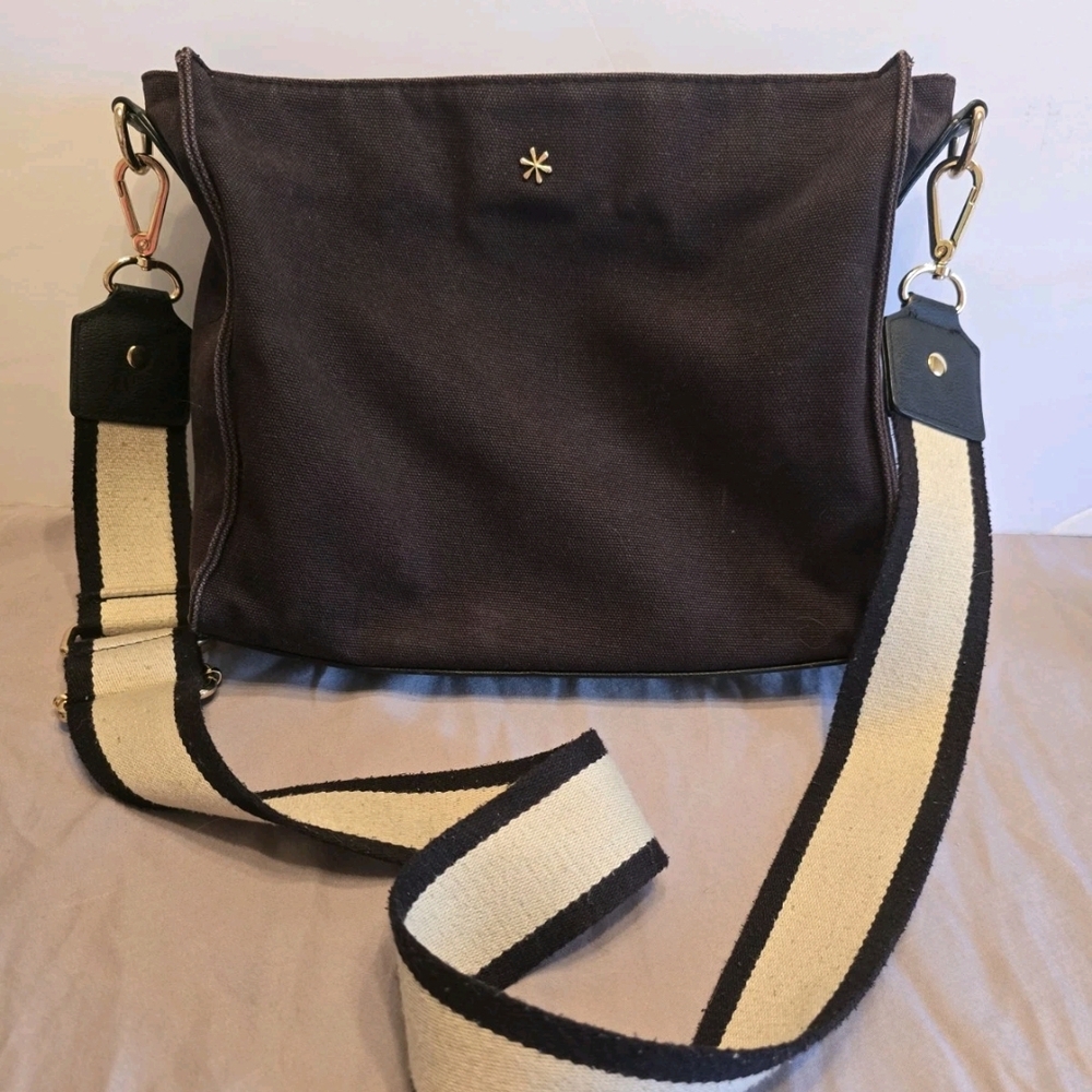 Erin Condren Black Crossbody Bag with Cream Strap